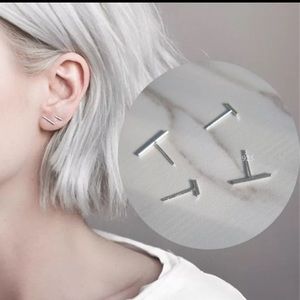 Bar Stud Sterling Silver Earrings